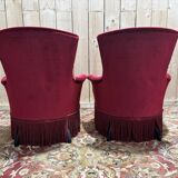 Paire de fauteuils crapauds Napoléon III