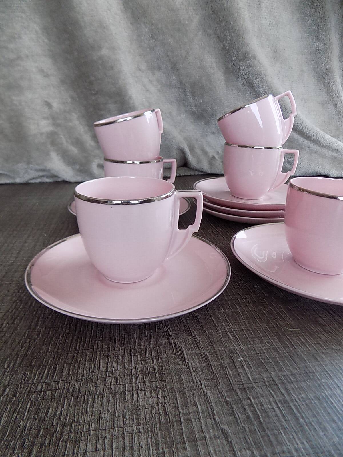 Powder pink cups and saucers