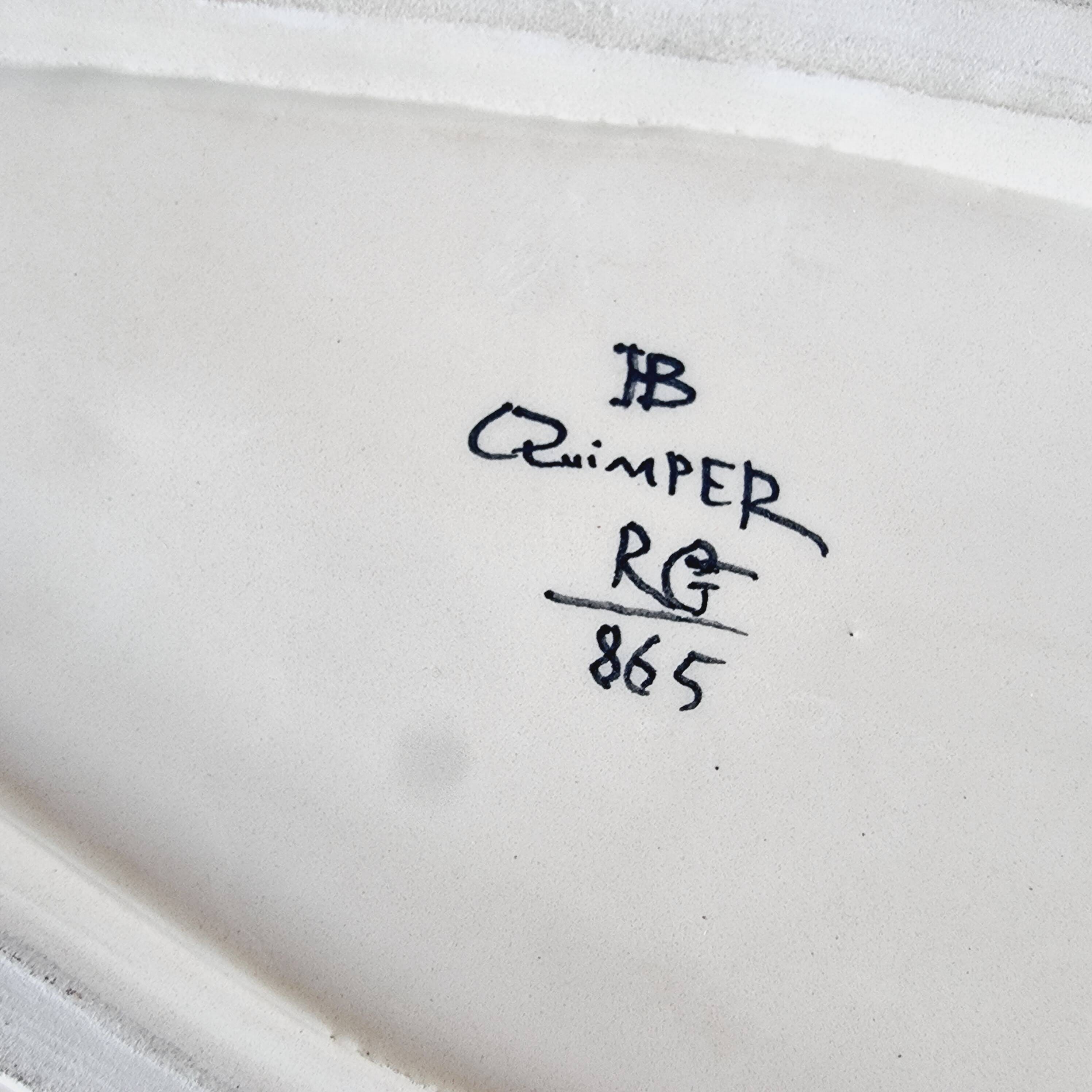 Impressive fish service 12 plates and 1 ceramic tray Author Quimper 1970s.