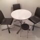 Table in white Formica, 3 chairs and 1 stool in gray leatherette