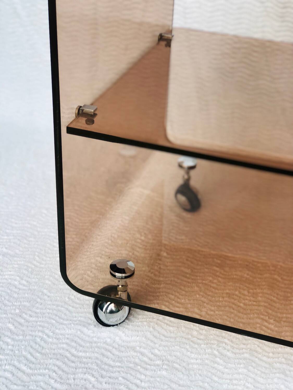 Vintage 1970 plexiglass trolley on wheels Michel Dumas