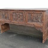 Old wooden console with chains