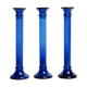 Three cobalt blue candlesticks