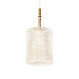 Mid Century Scandinavian Brass & Crystal Glass Ceiling Light By C.Fagerlund