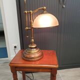 Wood and bronze desk lamp