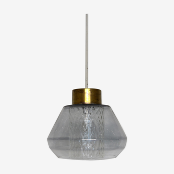 Tinted glass and brass pendant lamp, 60s