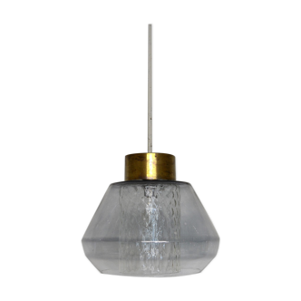 Tinted glass and brass pendant lamp, 60s