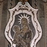 Religious wall light with tassels and eglomised glass