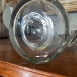 Blown crystal pitcher or carafe with floral motif and engraving