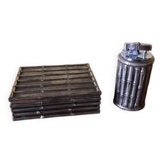 Boîte argentée bambou avec briquet
