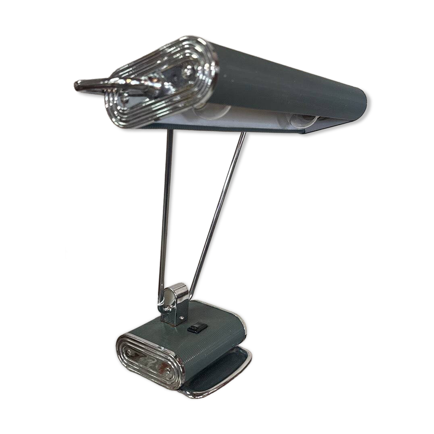 Vintage desk lamp – Art Deco style in chrome and green
