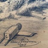 Pair of original drawings by Alice Gendreau dated 1908 "Alpine Landscapes"