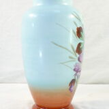 Vase in opaline opaline glass hand painted flower decoration