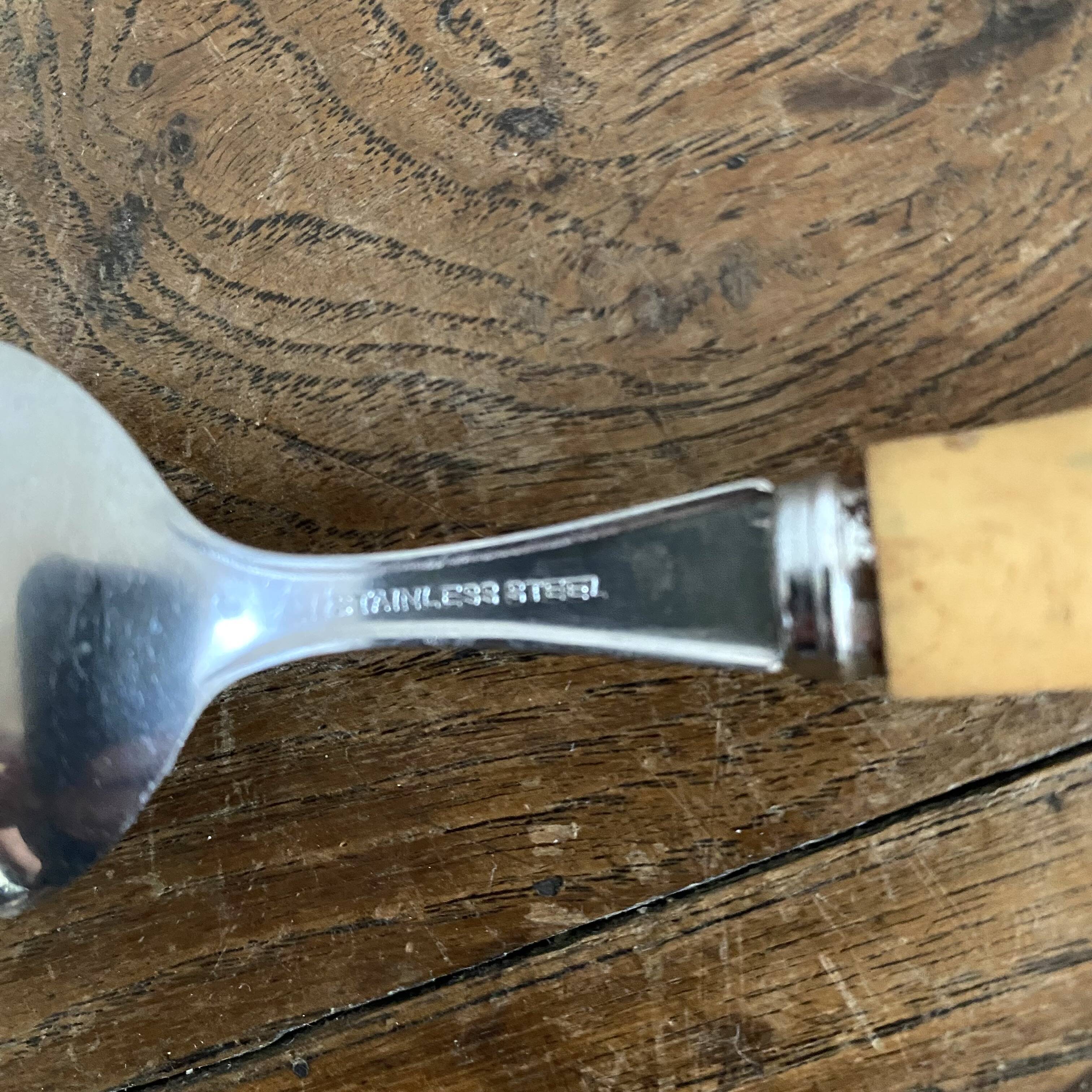 Vintage soup spoons with bamboo handle