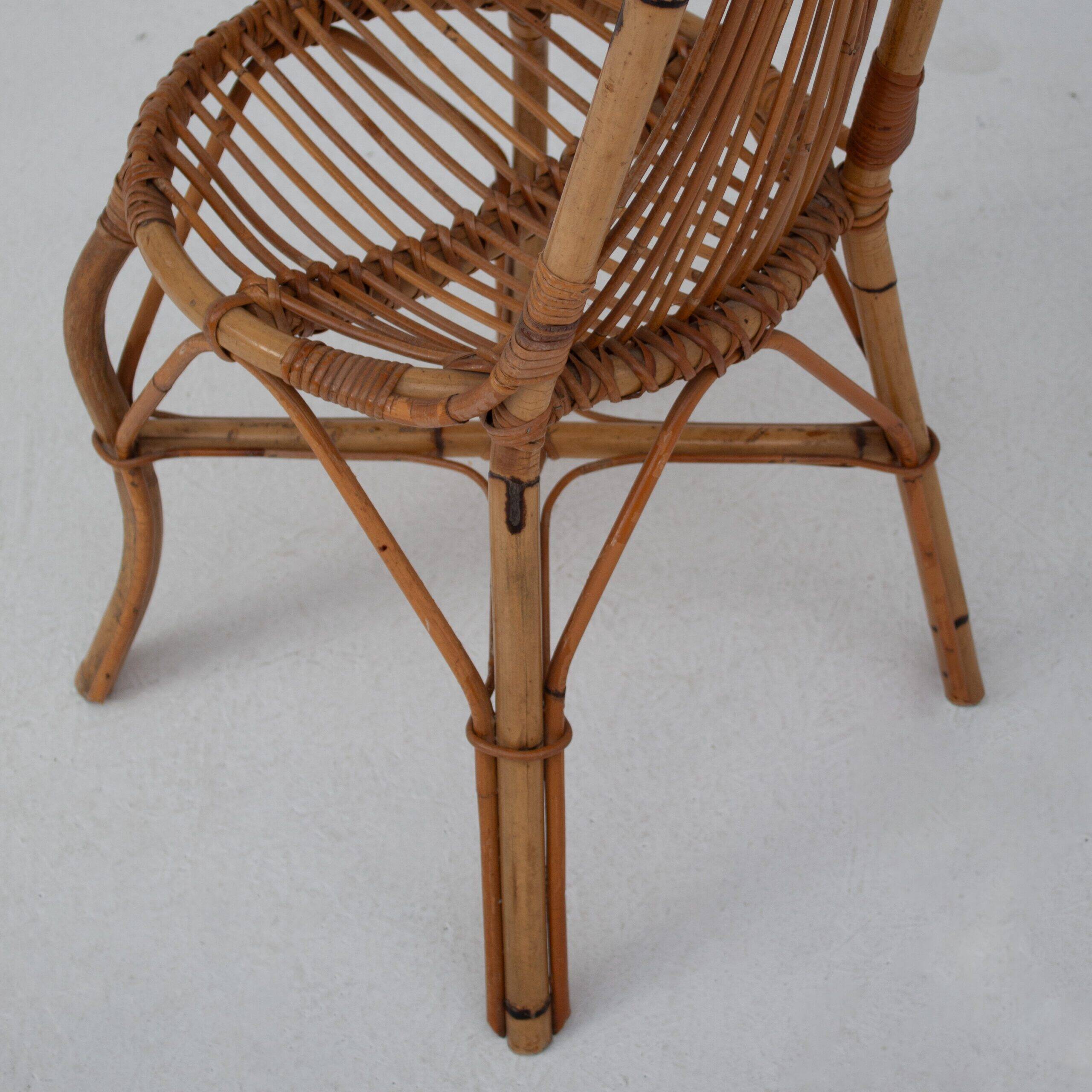 2x Italian bamboo and rattan high back chair, mid-century modernism, Italy 1960s