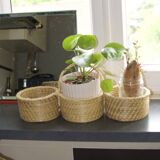 Wicker hanging pot cover