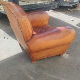 Pair of club chairs with mustaches in havana leather in their juices circa 1930