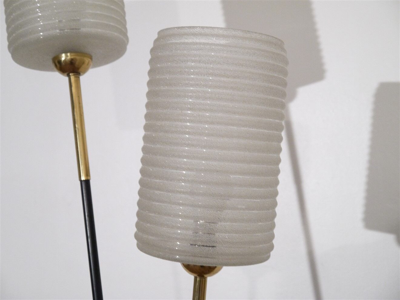 Vintage floor lamp in metal and brass and glass 1950