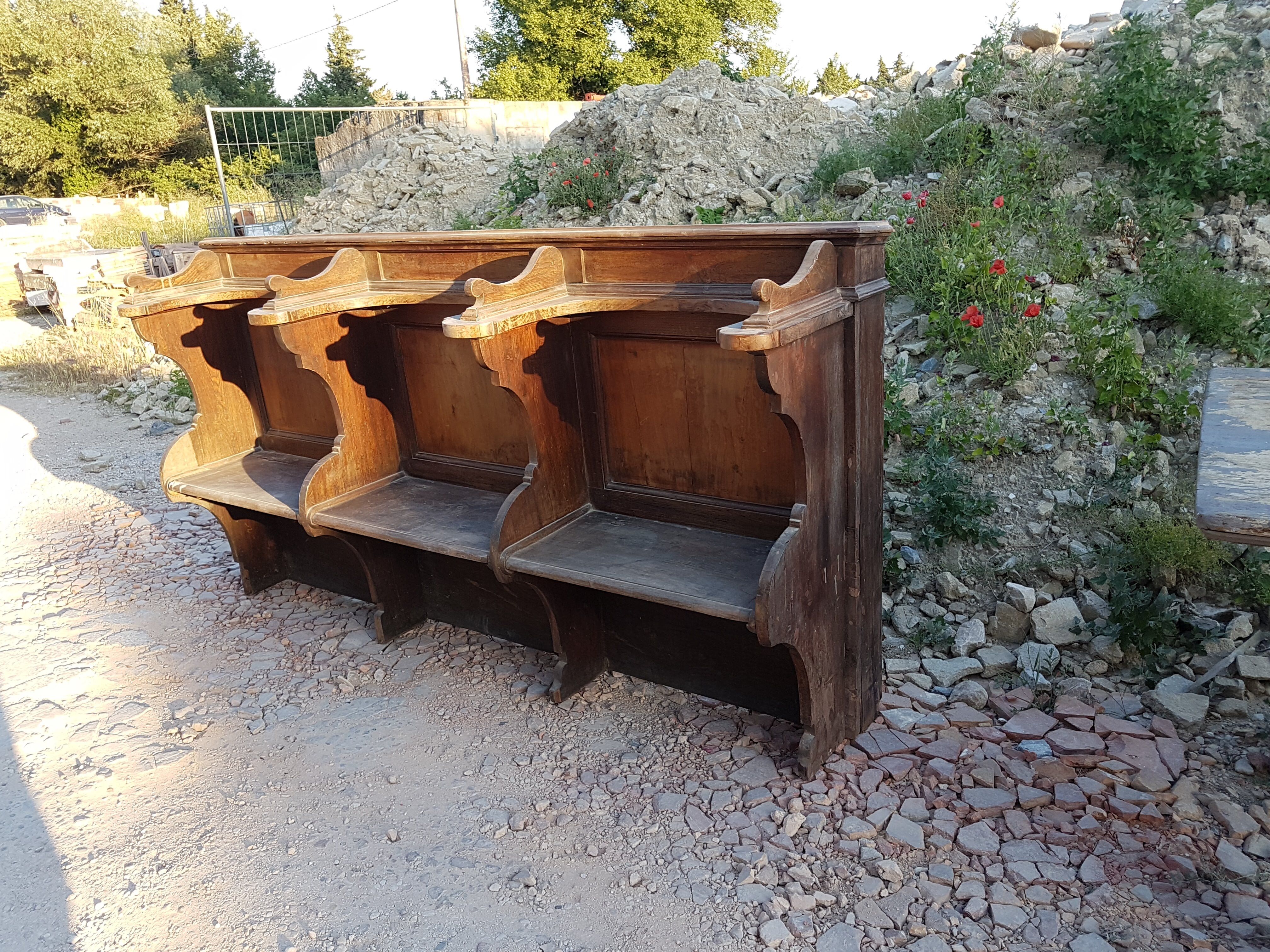 3 wooden choir stalls