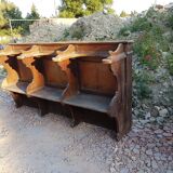 3 wooden choir stalls