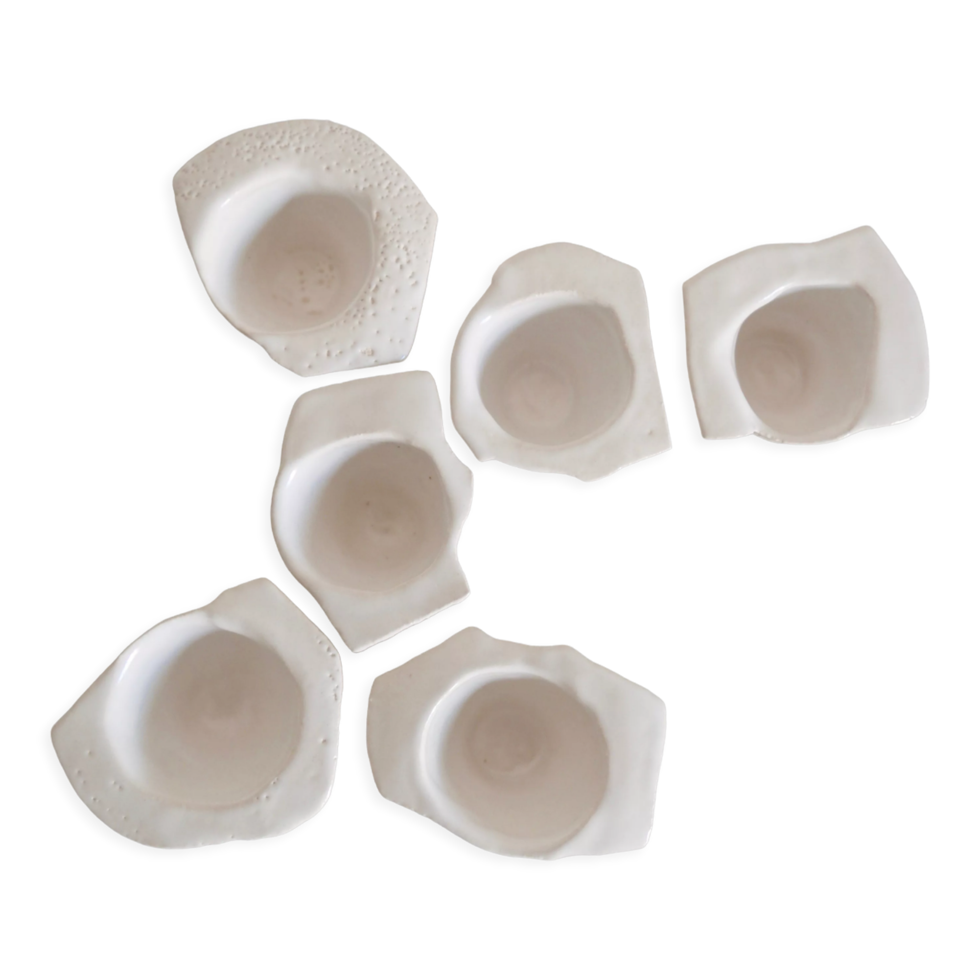 Six white stoneware sake glasses Denise Bresciani ceramics