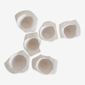 Six verres à saké en grès blanc Denise Bresciani ceramics
