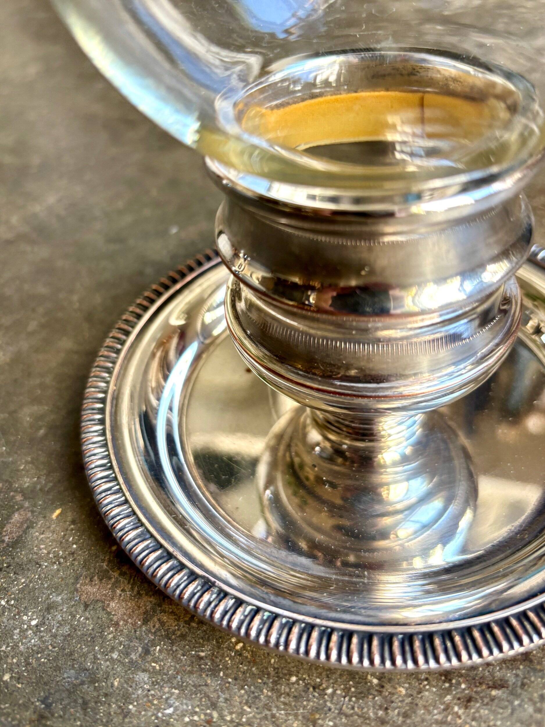 Glass and silver-plated metal tealight holder