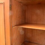 Solid wood confiturier, marquetry door, and marble top, 40x42x80cm.