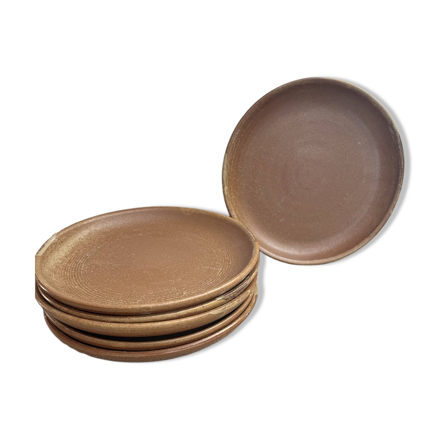 6 flat plates in stoneware