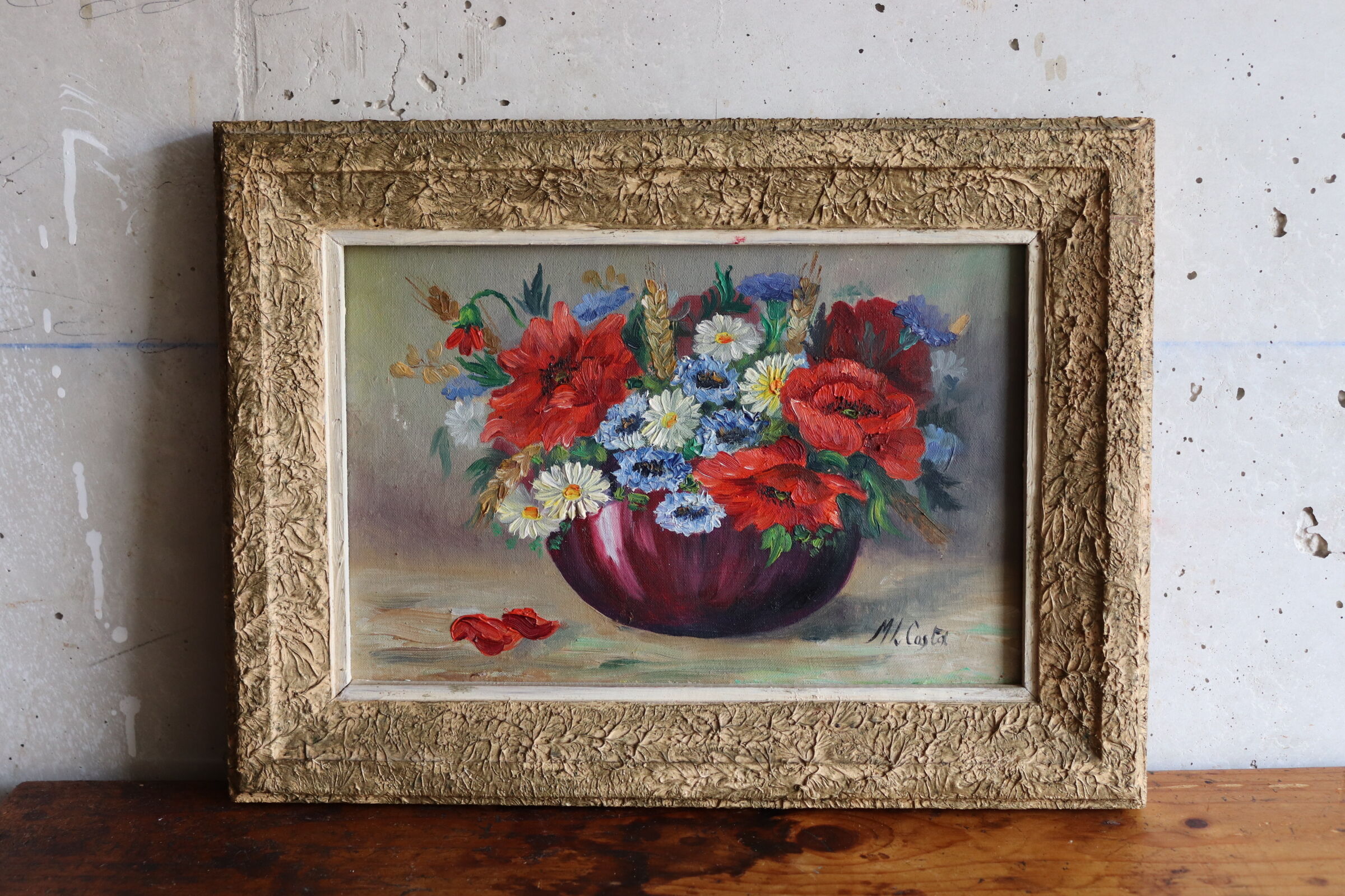 Old painting bouquet of flowers
