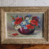 Tableau ancien bouquet de fleurs