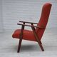 1970s, Danish highback armchair, furniture wool, teak wood, oak wood.