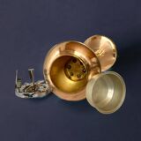 Old brass and chrome-plated metal ashtray on stand