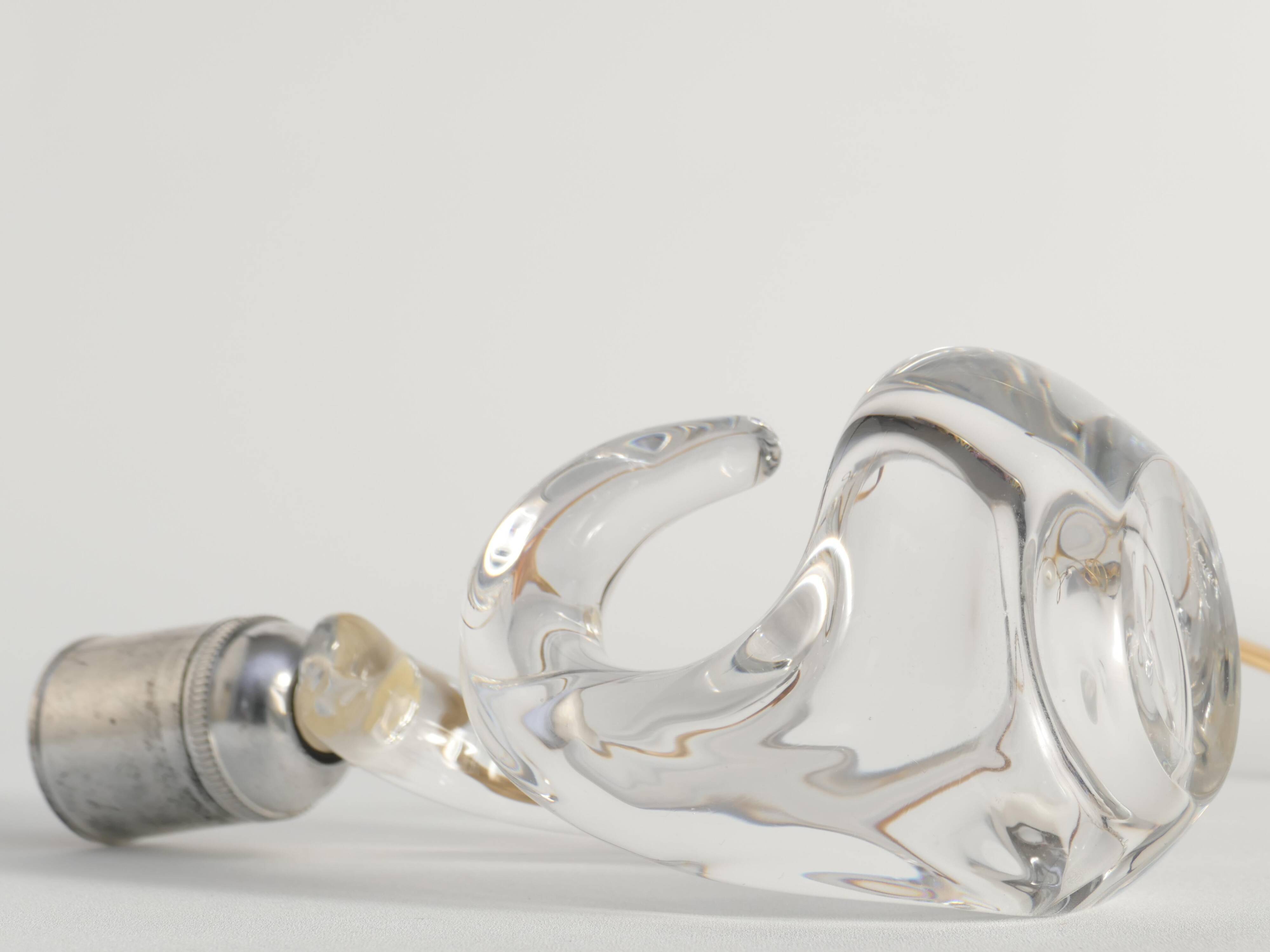 Sculptural Clear Crystal Glass Table Lamp by Schneider, France, 1950s