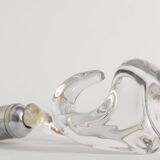 Sculptural Clear Crystal Glass Table Lamp by Schneider, France, 1950s