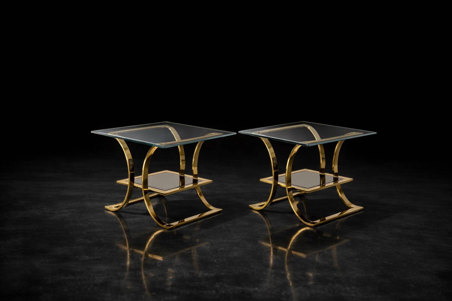 Vintage Mid-Century Italian Modern Glass Coffee Tables, 1960s, Set of 2