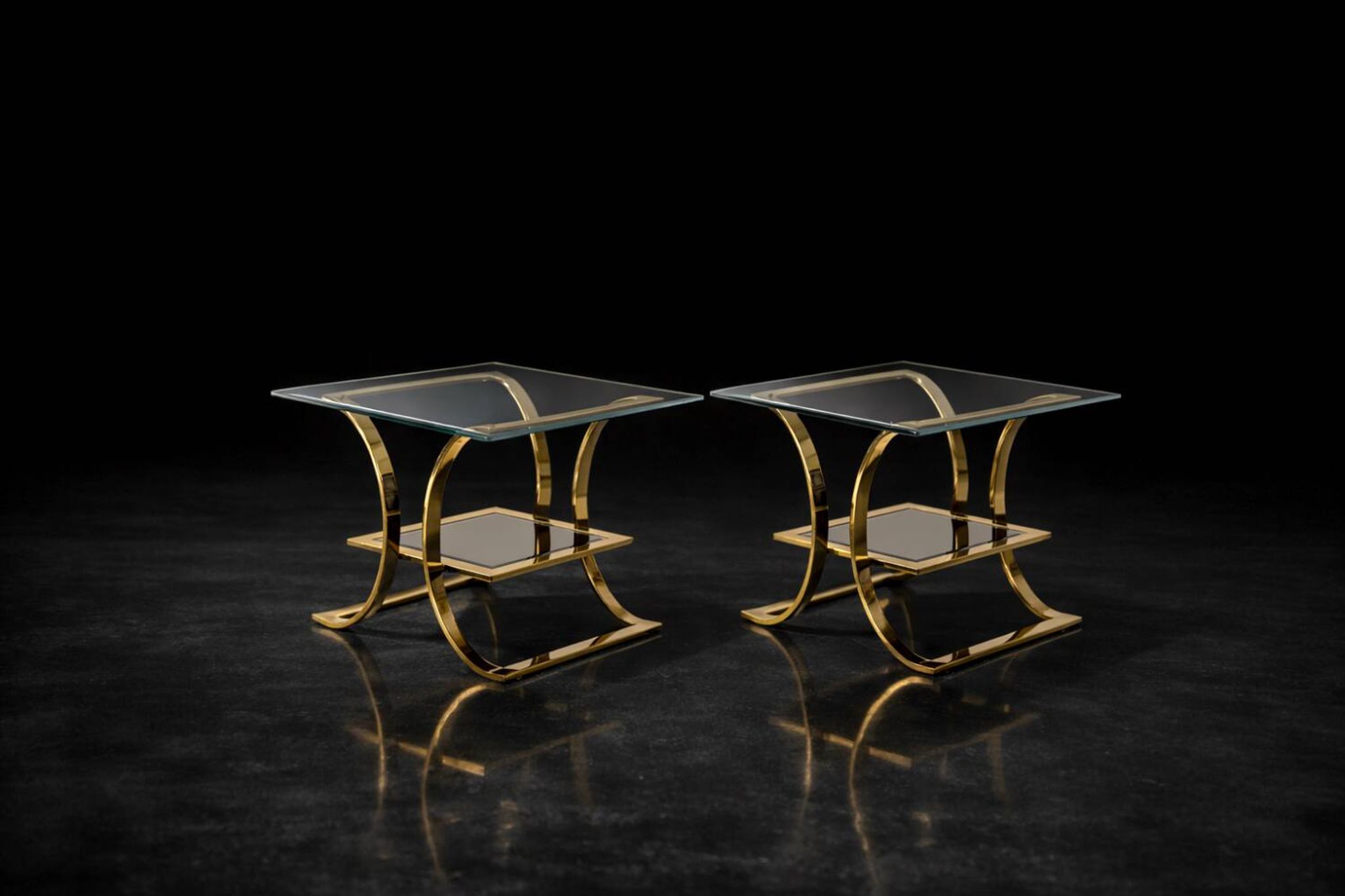 Vintage Mid-Century Italian Modern Glass Coffee Tables, 1960s, Set of 2