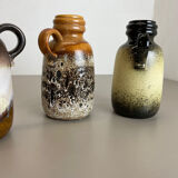 Set of Three 1970s Pottery Fat Lava "413-20" Vases Made by Scheurich, Germany