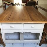 Rare old table with 2 drawers from southern Brittany and its benches