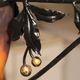 Three tulip-shaped lights + glass paste basin signed Muller Lunéville.
