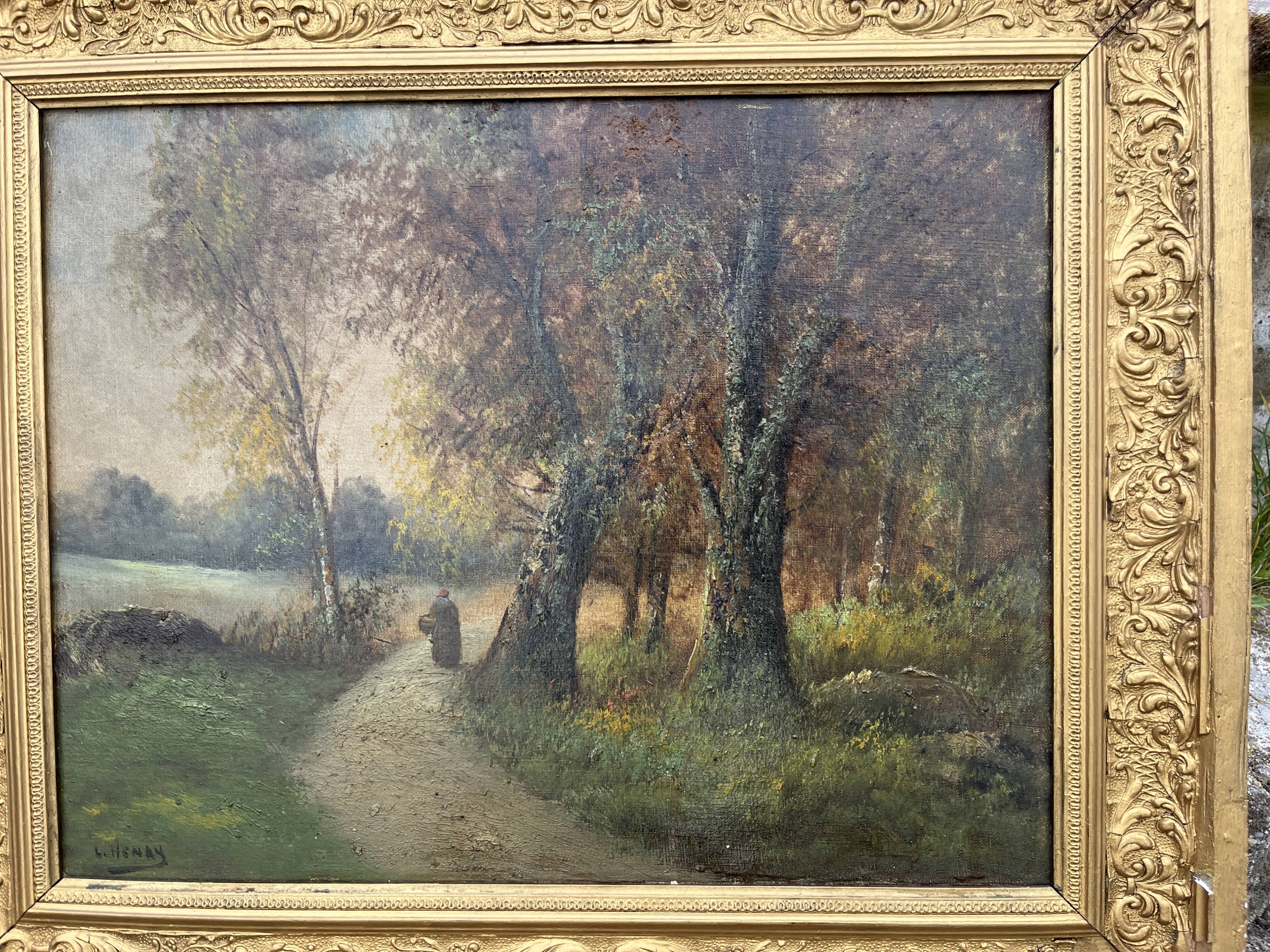 Pair of old paintings signed Henry – Countryside landscapes