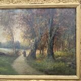 Pair of old paintings signed Henry – Countryside landscapes