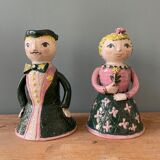 Pair of earthenware sconces signed Borderie - Szekely