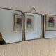 Miroir vintage 1950 triptyque barbier coiffeuse brique - 27 x 67 cm