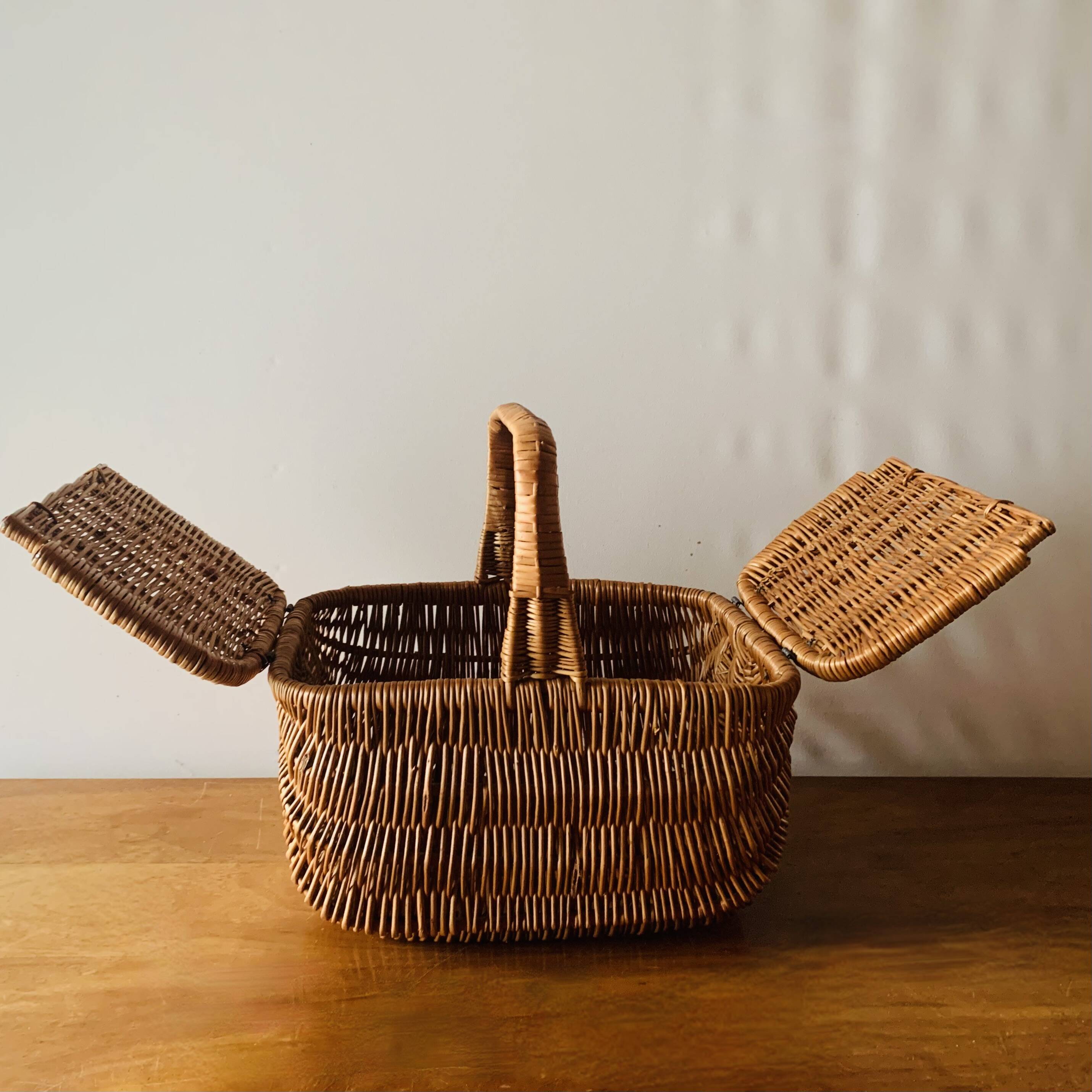 Vintage wicker picnic basket
