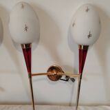 Pair of double wall lights Arlus Paris 1960