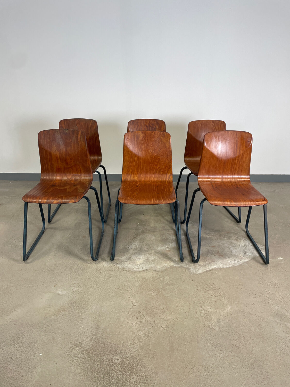 Lot 6 chaises Galvanitas « S23 », années 60, Hollande