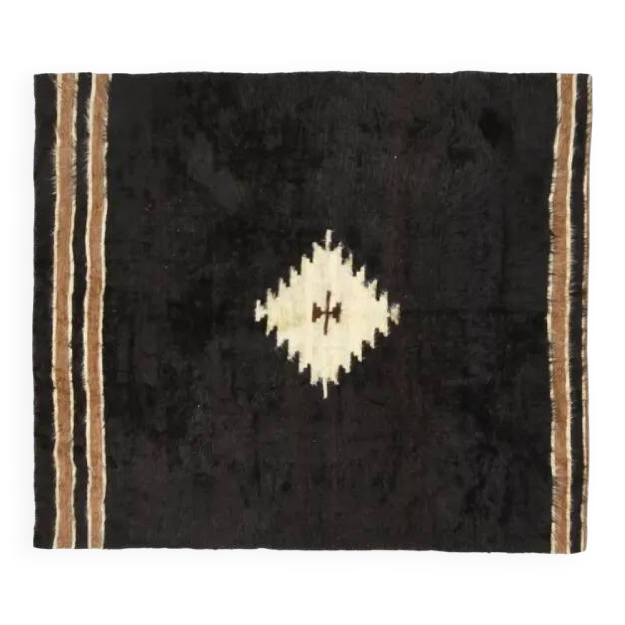 1970s Vintage Turkish Oushak Handmade Wool Cotton Brown Area Rug 146x168