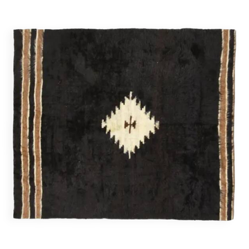 1970s Vintage Turkish Oushak Handmade Wool Cotton Brown Area Rug 146x168