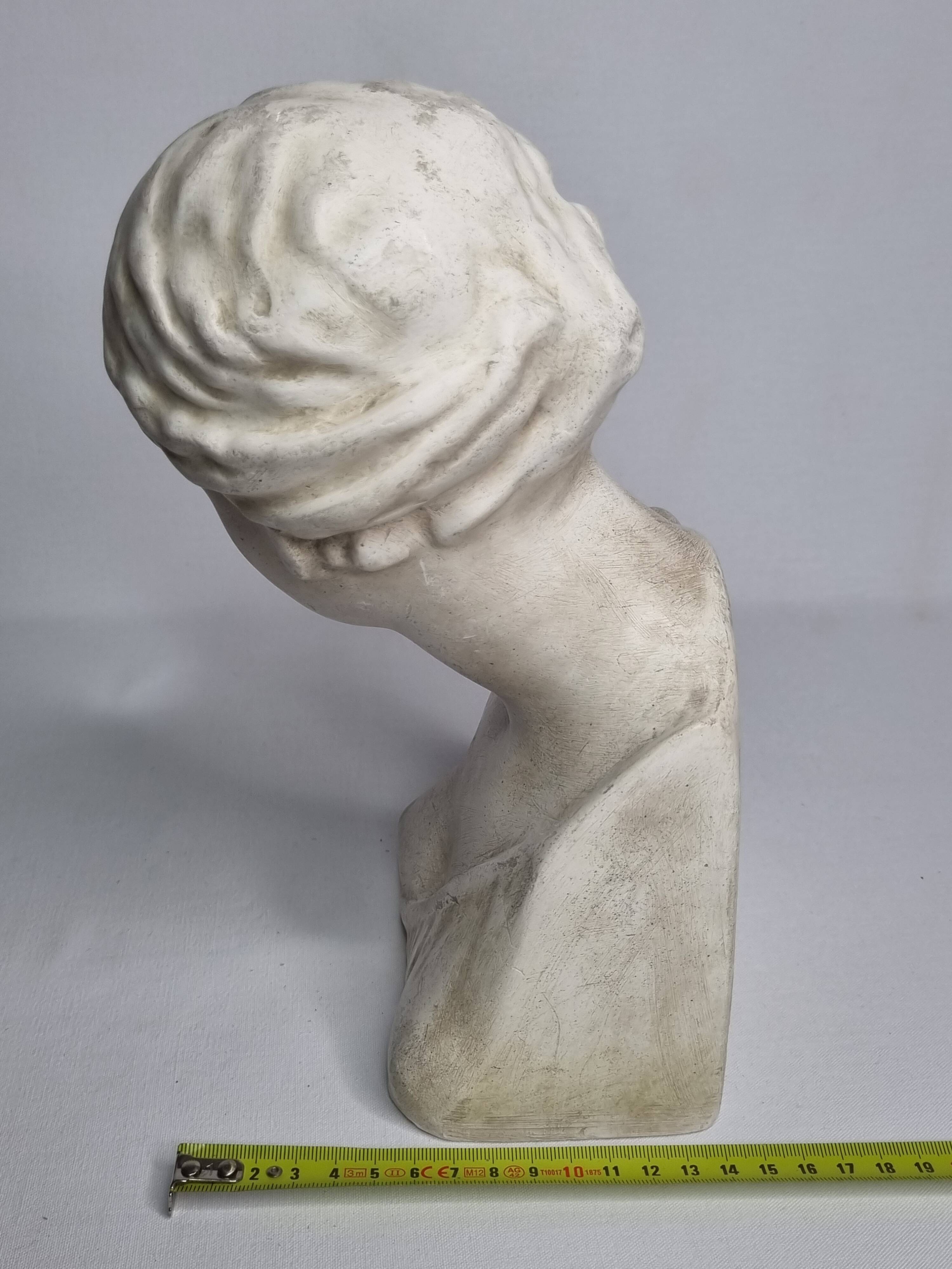 Antique goddess bust in patinated plaster, old, 27 cm
